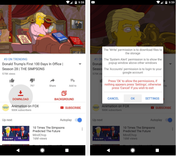 YouTube Adblocker App for Android | Ad Blocker for YouTube 2 OG YouTube Interface with options to download and play in background