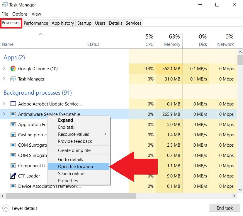 How to Stop 'Antimalware Service Executable' High Usage? 3 Open File Location