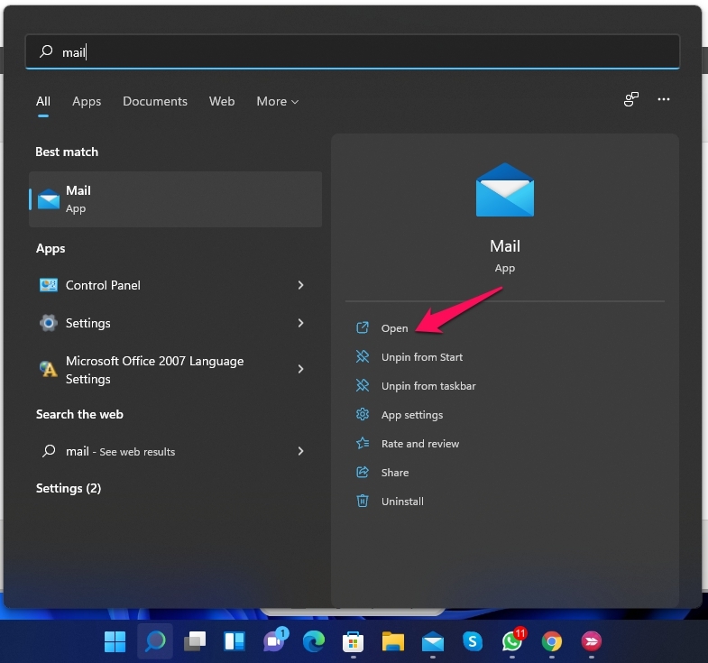 How to Install Gmail App on Windows 11? 2 Open Mail