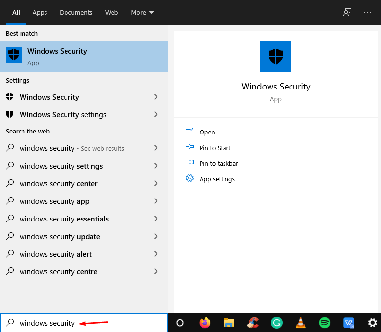 Fix - The Application Was Unable To Start Correctly (0xc0000142) 2 Open “Windows Security” using the search bar