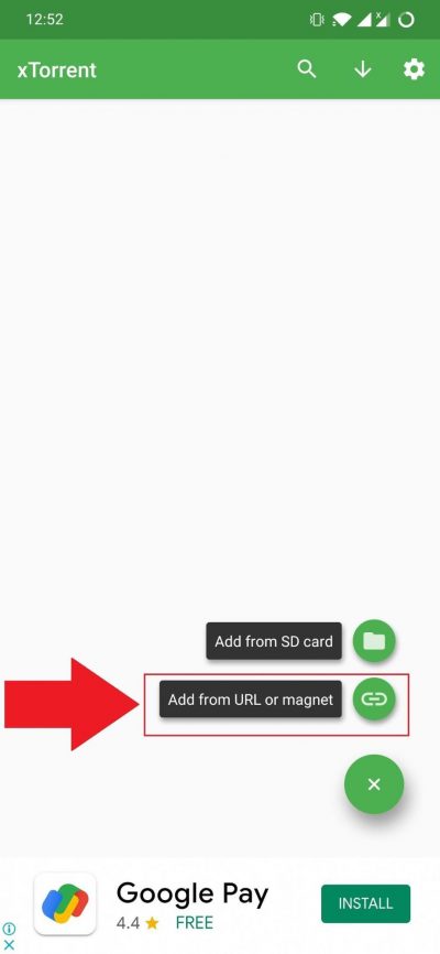 Open the app and tap the “+” button then select “Add from URL or magne