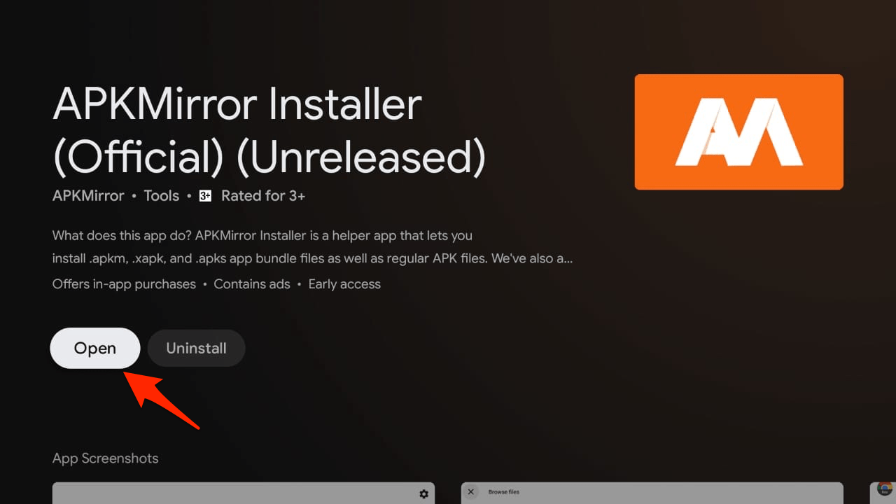 Fix App Not Installed Error on Android TV 10 Open_APKMirror_Installer