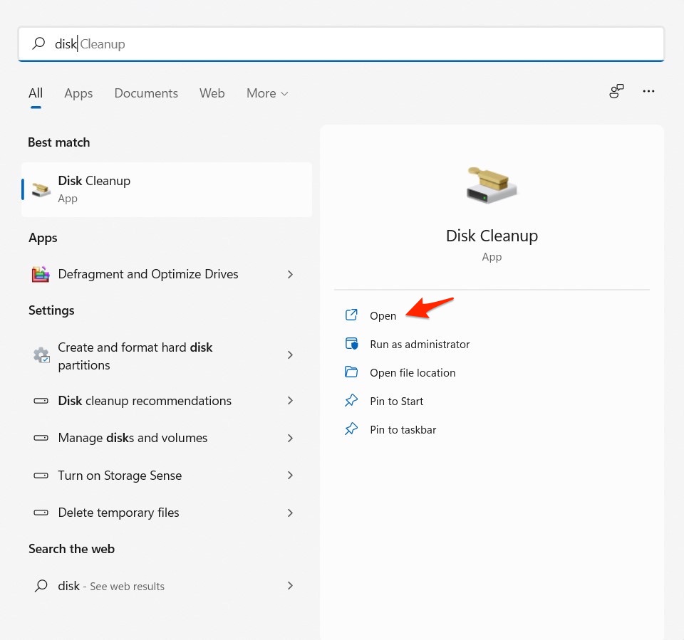 How to Clear Windows 11 System App Cache? 10 Open_Disk_Cleanup