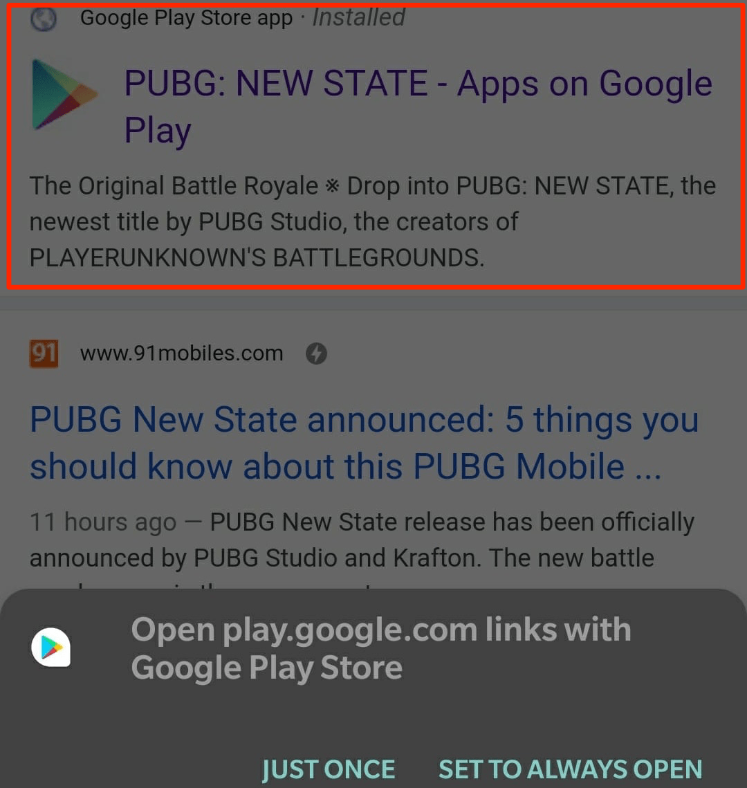 Open Game from Chrome in Play Store