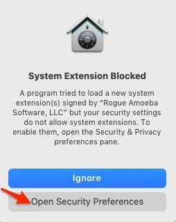 Open Security Preferences