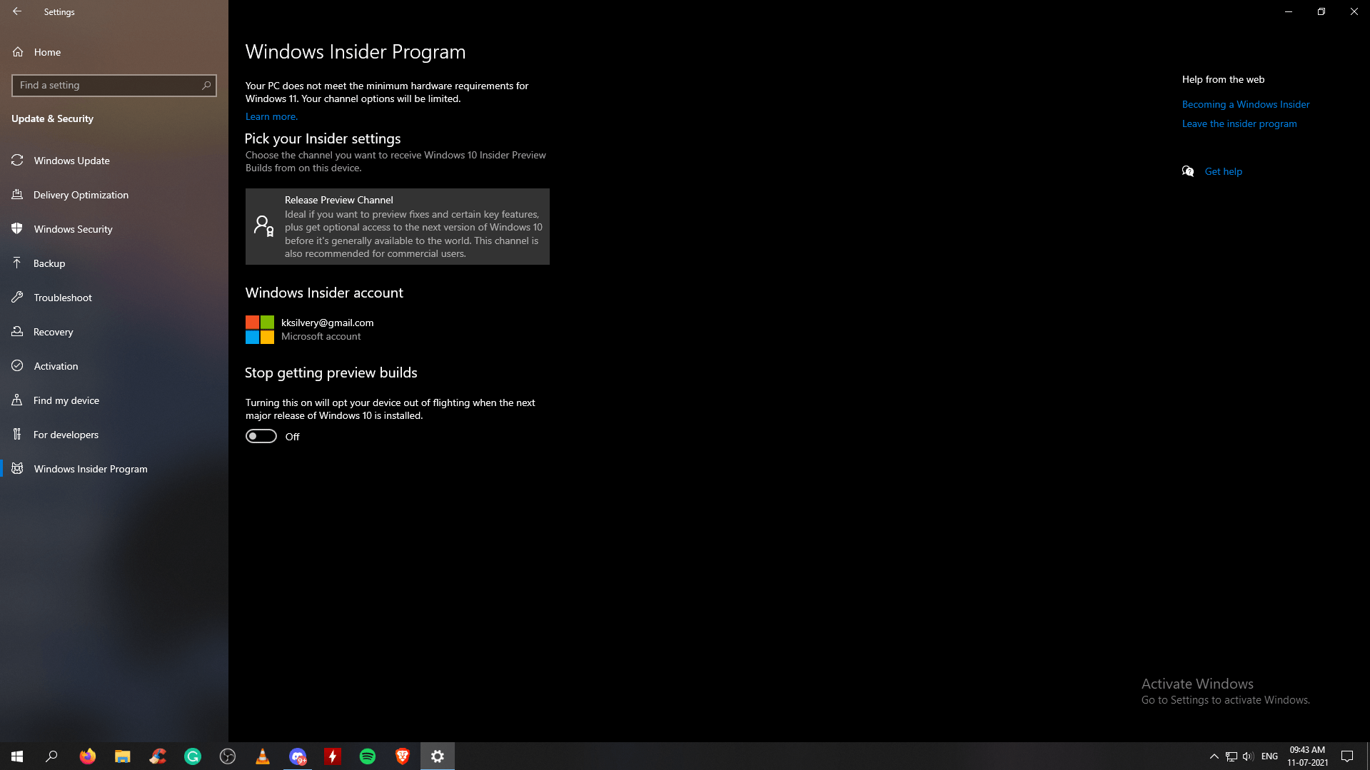 How to Install Windows 11 on AMD Computer? 17 Open “Windows Insider Program” and click on “Release Preview Channel.”