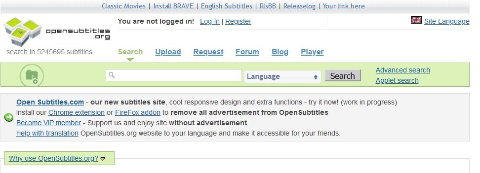 15 Best Sites to Download Free Subtitles: Movies & TV Shows 2 Opensubtitles.org