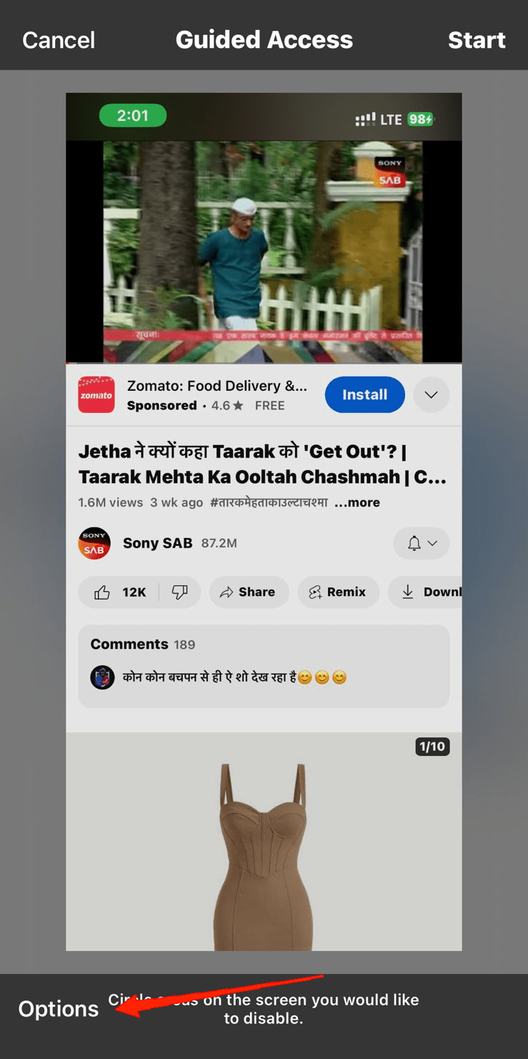 Lock YouTube Screen While Playing Videos: Android and iOS 19 click on Options at the left-bottom corner