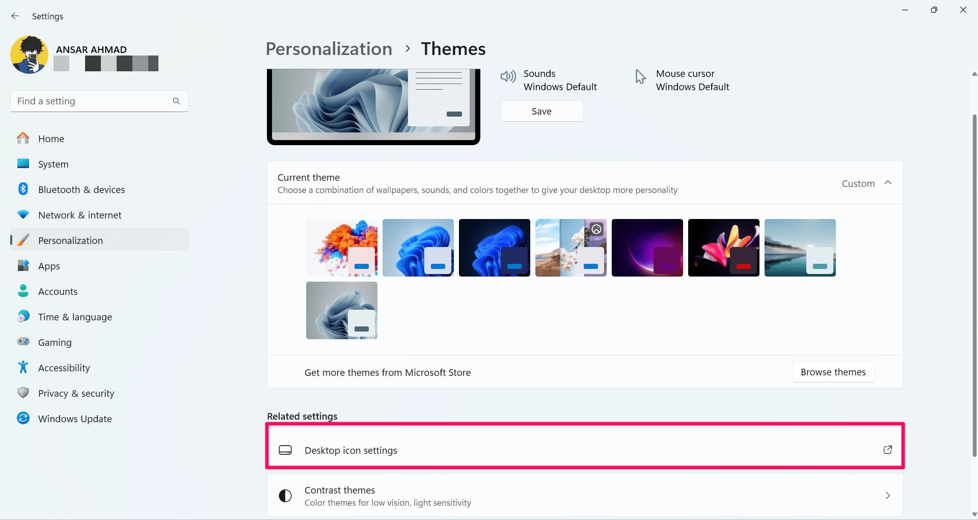 How to Customize Icons on Windows 11 4 Click on the Desktop icon settings