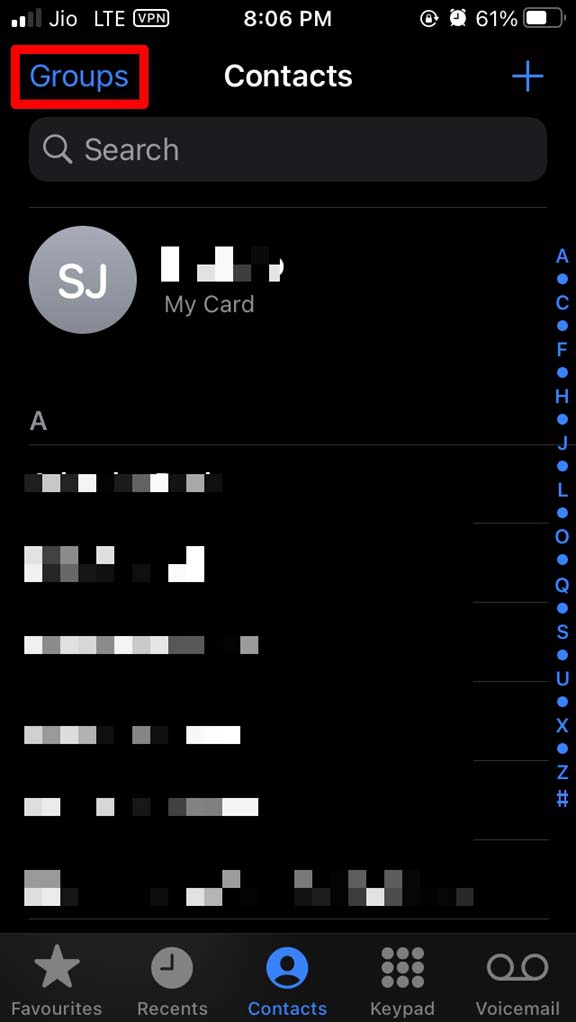 Phone app Groups iOS