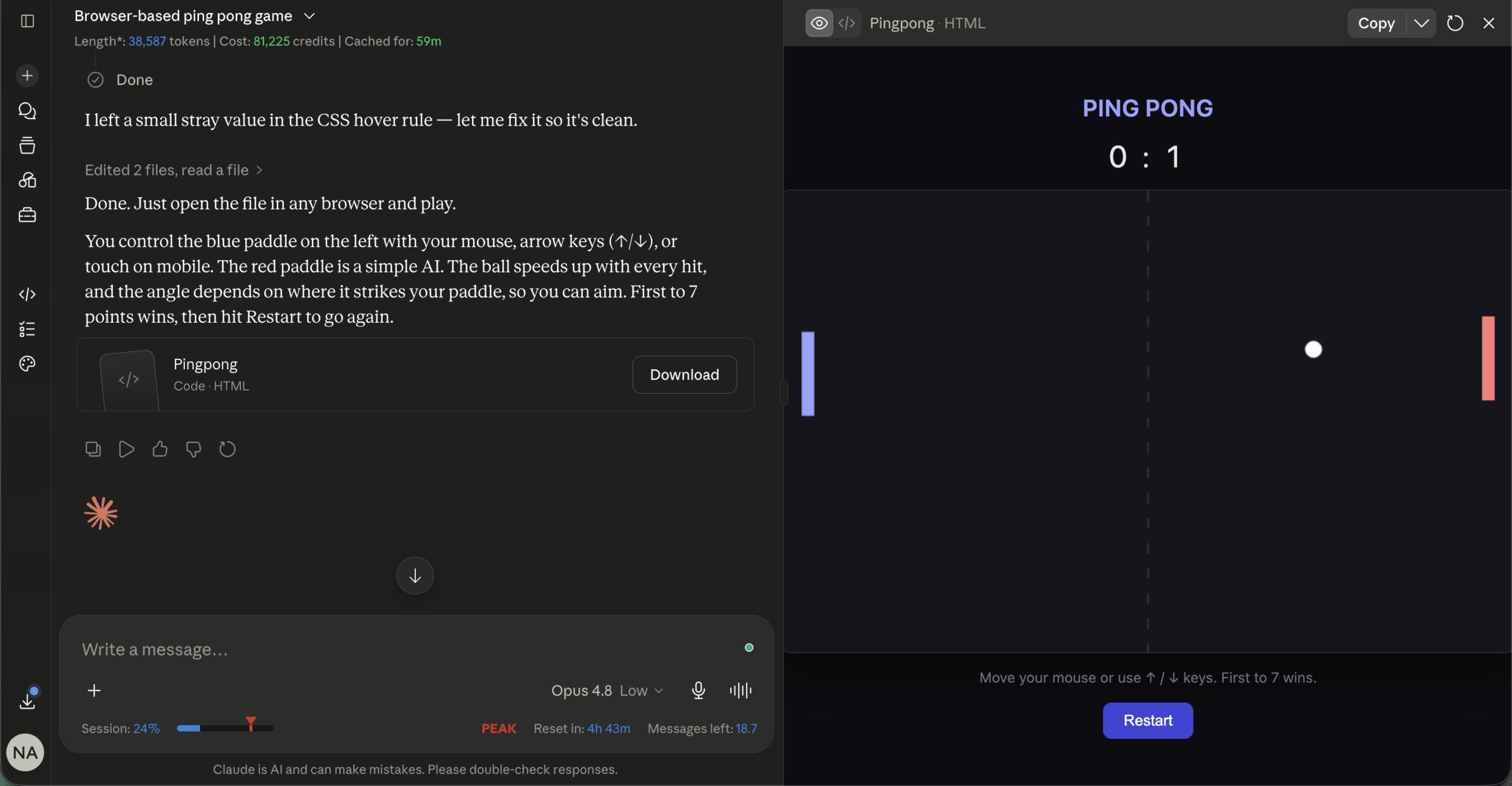 Claude Fable 5 is here, and the tradeoffs are visible from the first prompt 6 Ping Pong Game Interface Opus 4.8