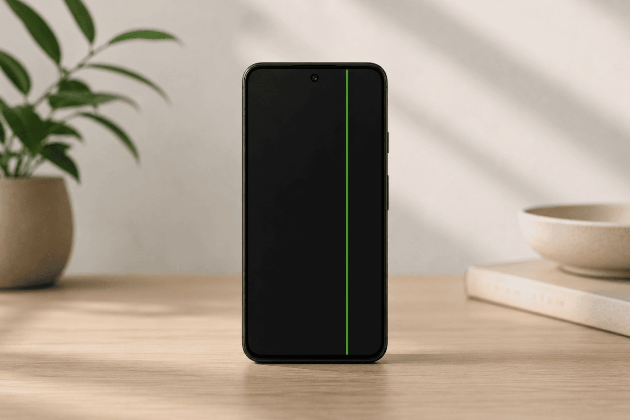 Pixel Phone with a green line