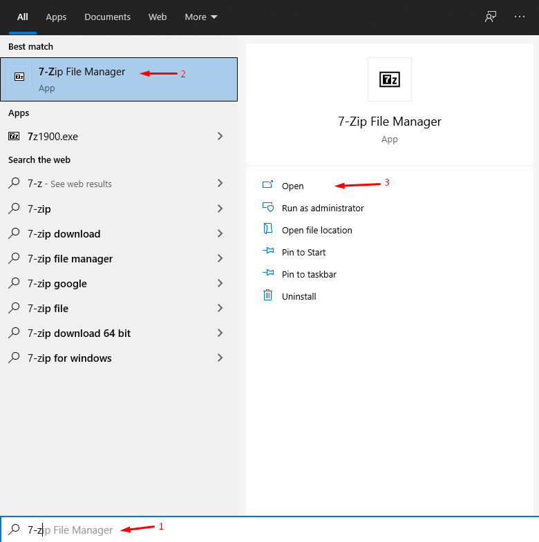 Fix Zip Error - File Not Found or No Read Permission on Windows PC 8 Press Windows Key + S and open 7-Zip