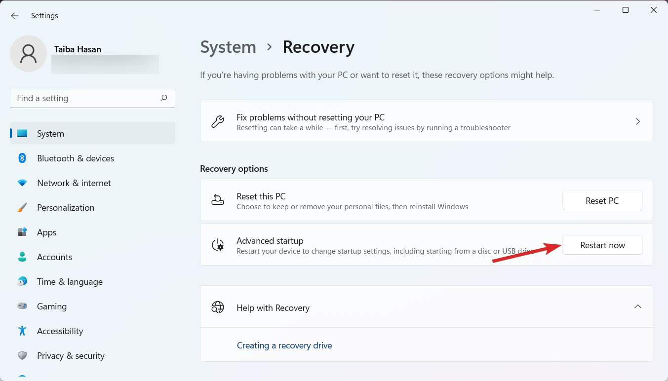 How to Enable Secure Boot in Windows 11? 5 Press the Restart now button for Advanced startup