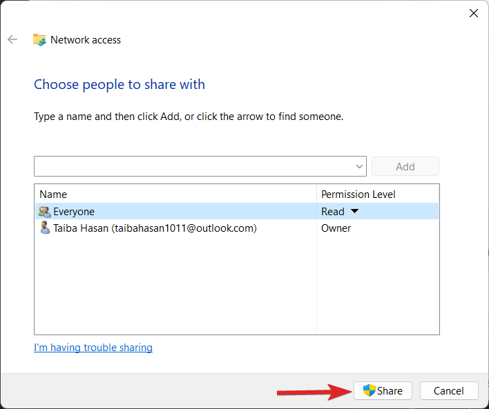 How to Copy Files Over the Network Using Robocopy on Windows 11? 6 Press the Share button the save the changes in Network Access window