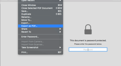 Preview File Export as PDF and Menubar to Change PDF Password