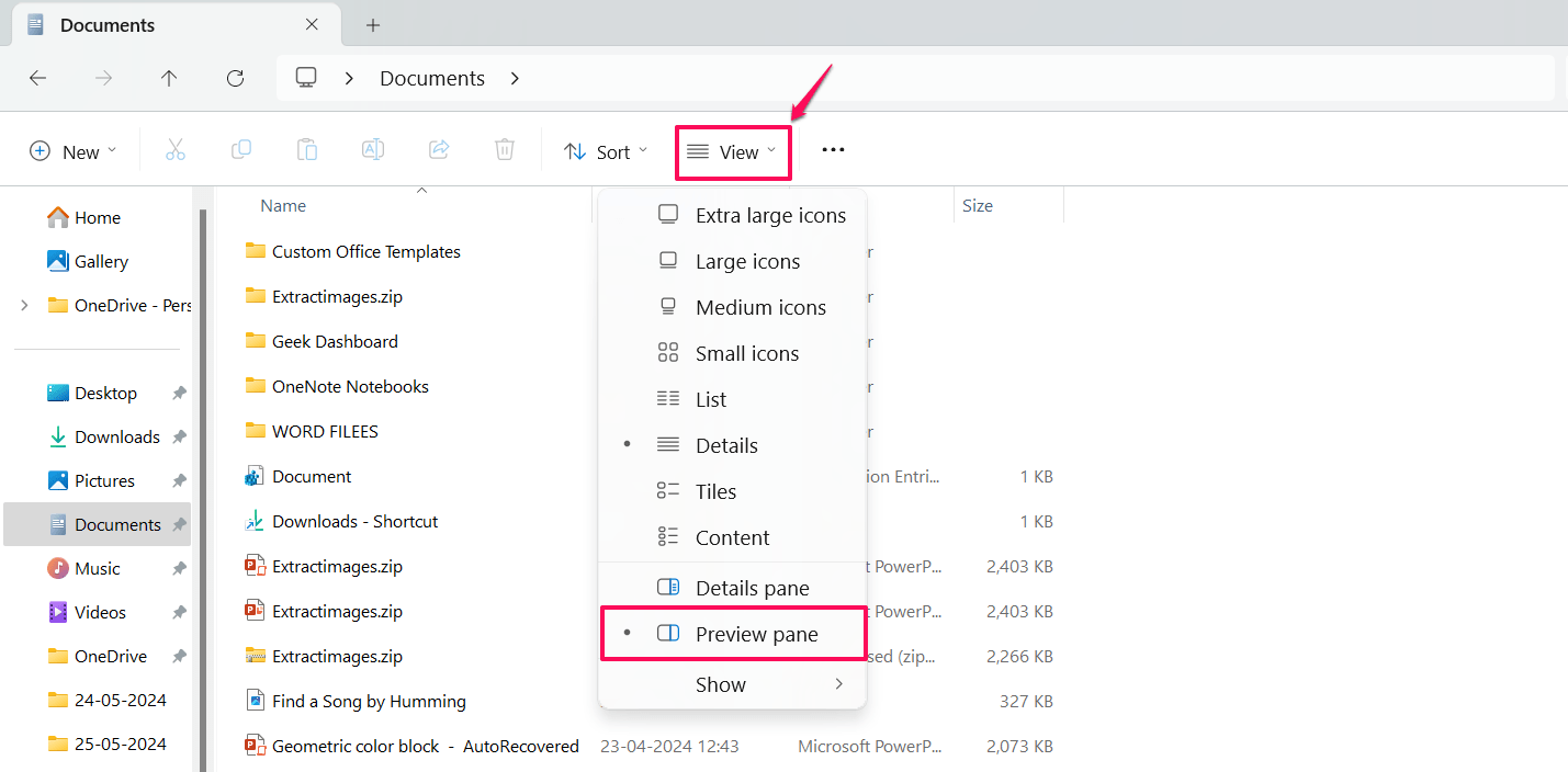 How to Fix 'An Error Occurred while PowerPoint was Saving the File' 3 Click on the Preview pane to deselect it