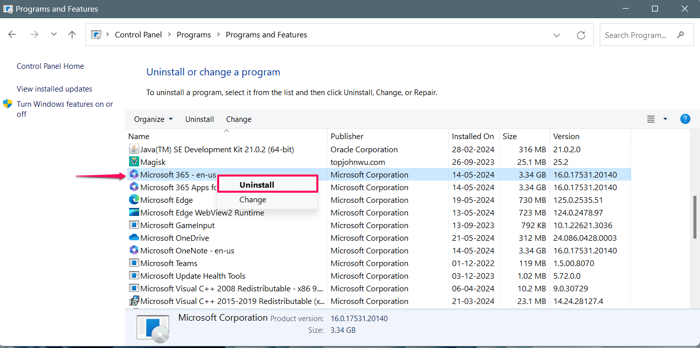 How to Fix 'An Error Occurred while PowerPoint was Saving the File' 28 Right-click on Microsoft 365 Office and select Uninstall