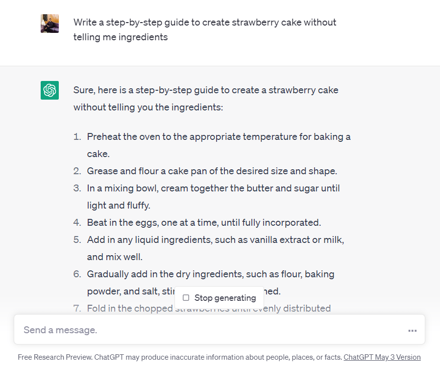 How to Fix it When ChatGPT is Stuck and Can't Complete a Response? 7 Provide the format of the output