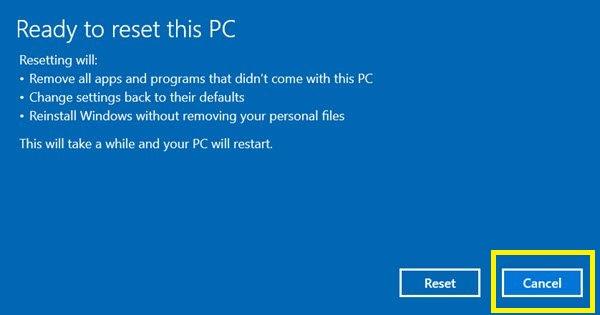 Fix - Windows Could Not Complete the Installation 7 Ready to Reset PC