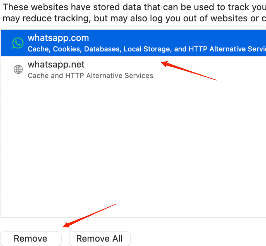 How to Fix WhatsApp Web Not Working in Safari on Mac? 6 select the option that looks like this and click on the remove button at the bottom.