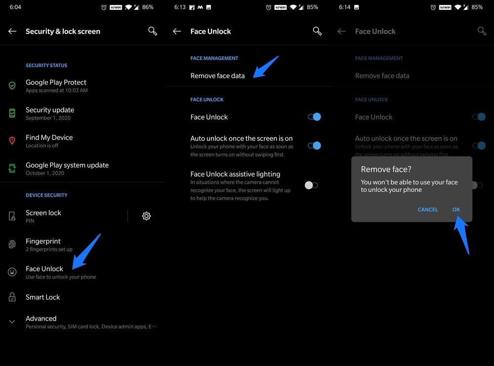Fix OnePlus Face Unlock Not Recognizing 4 Remove Face