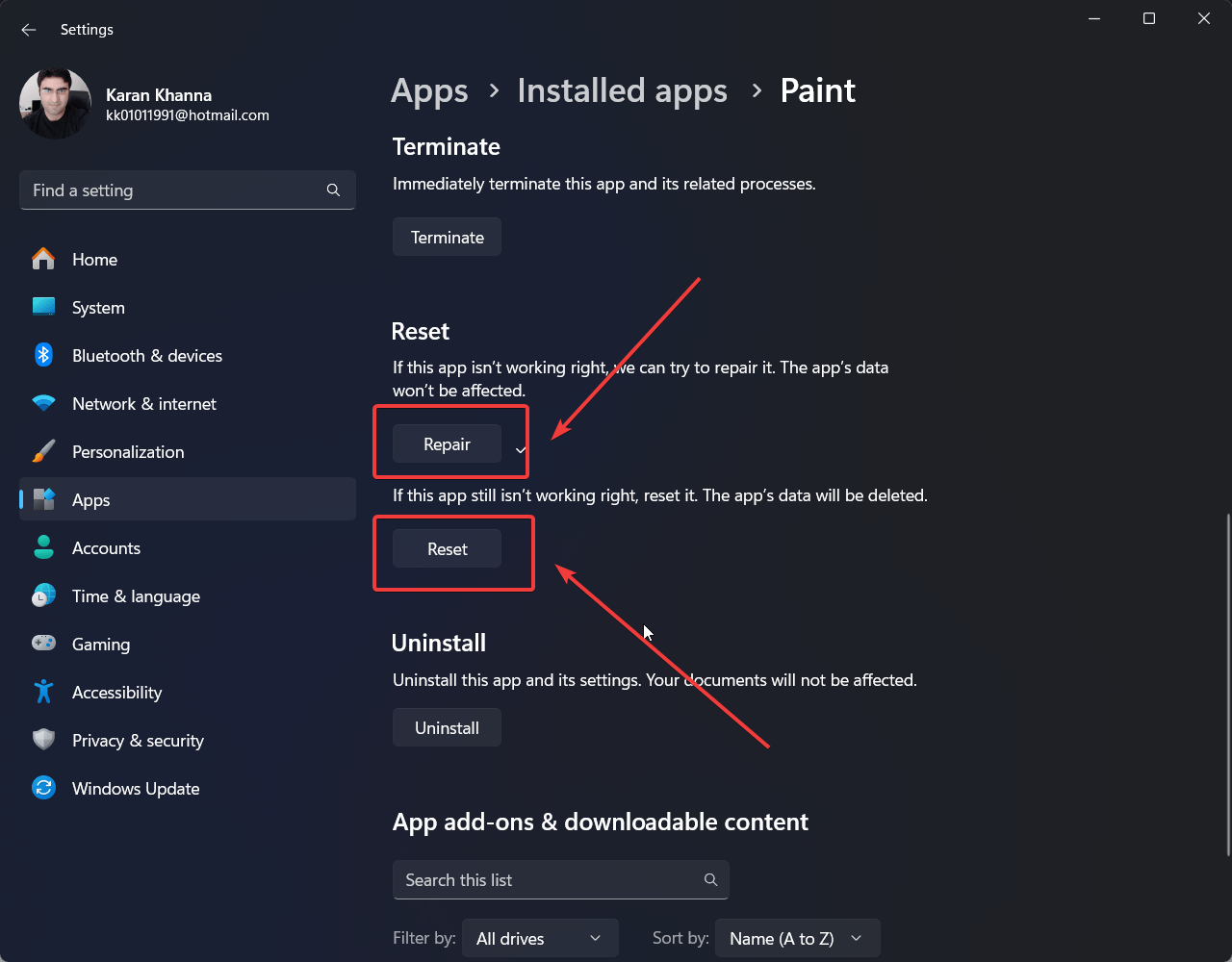 How to Fix if App Can't Run on your PC in Windows 11 11 Repair Reset