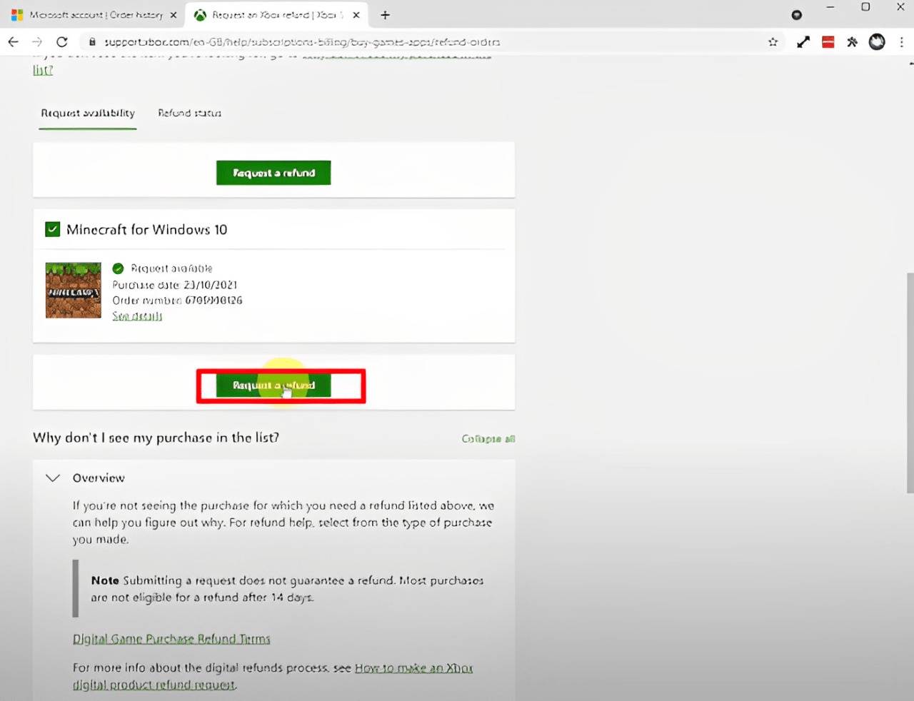 How to Request Refund for Microsoft Store Purchases 4 Request Avalability
