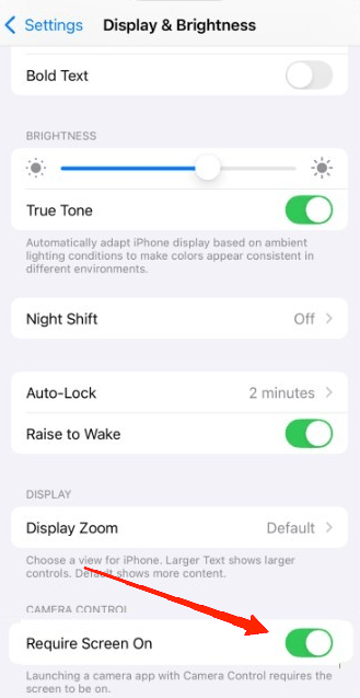 5 Tips to Stop Triggering Camera Control Accidentally on iPhone 12 Now, under the camera control section, enable 'Require Screen on'.