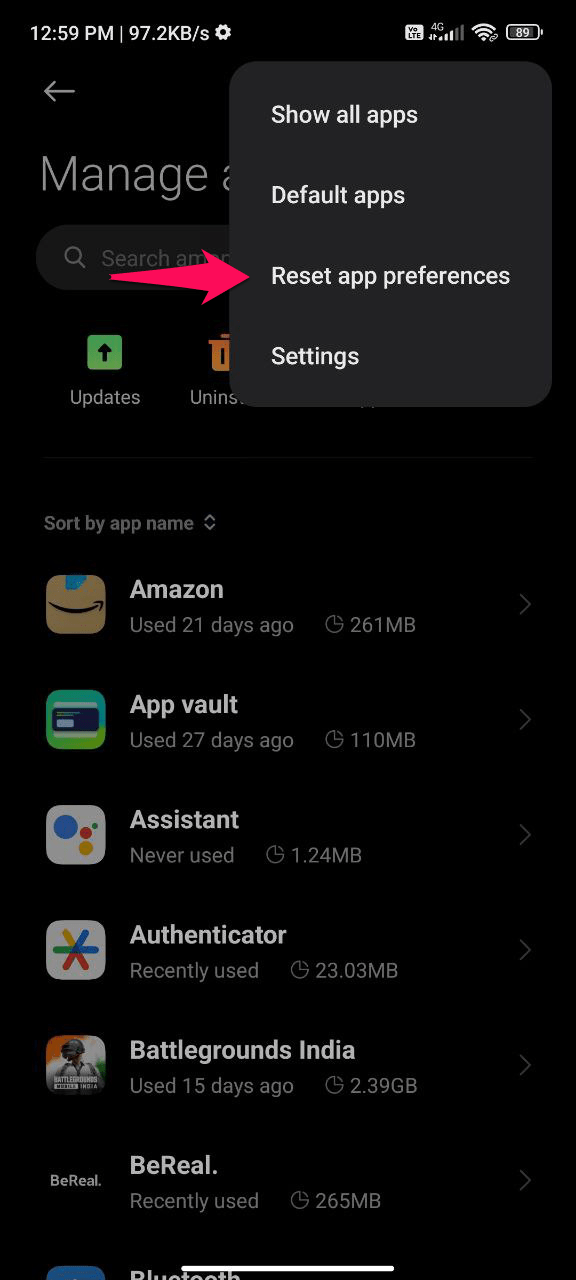 Reset App Preferences