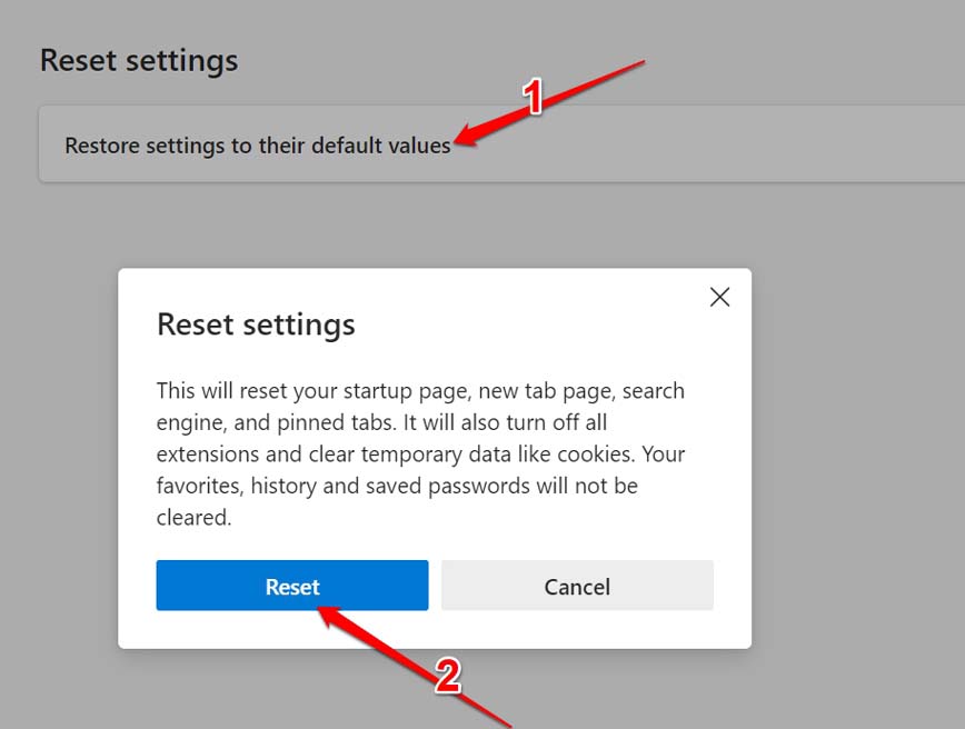 How to Fix Microsoft Edge Not Syncing? 17 Reset Edge browser