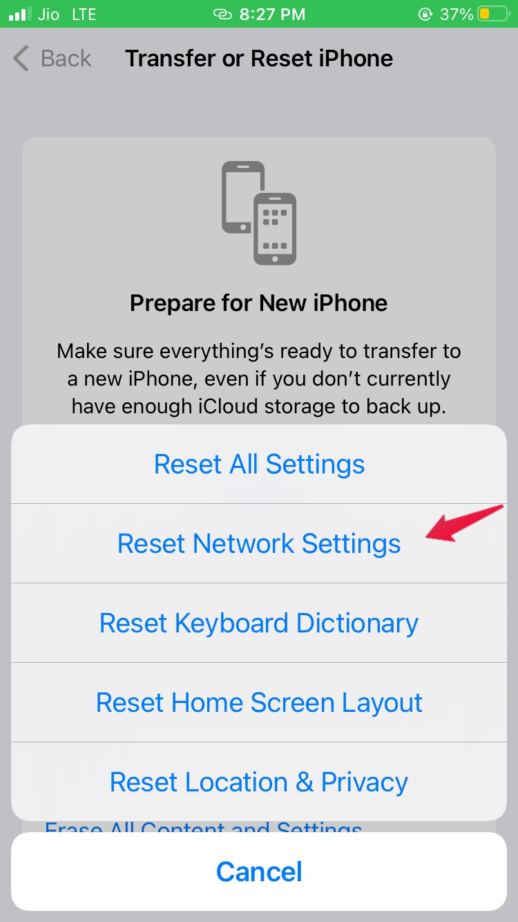 Reset Network Settings