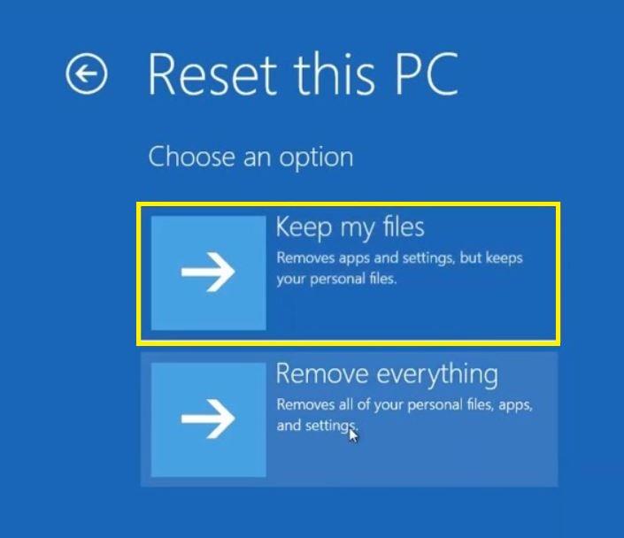 Fix - Windows Could Not Complete the Installation 6 Reset this PC - Keep my files