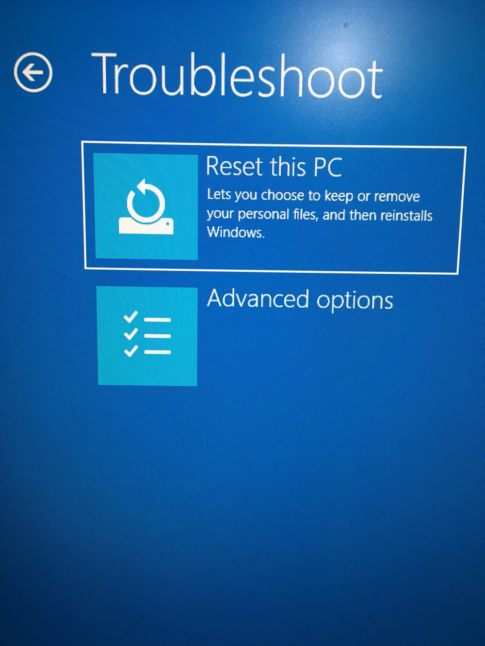 Reset this PC