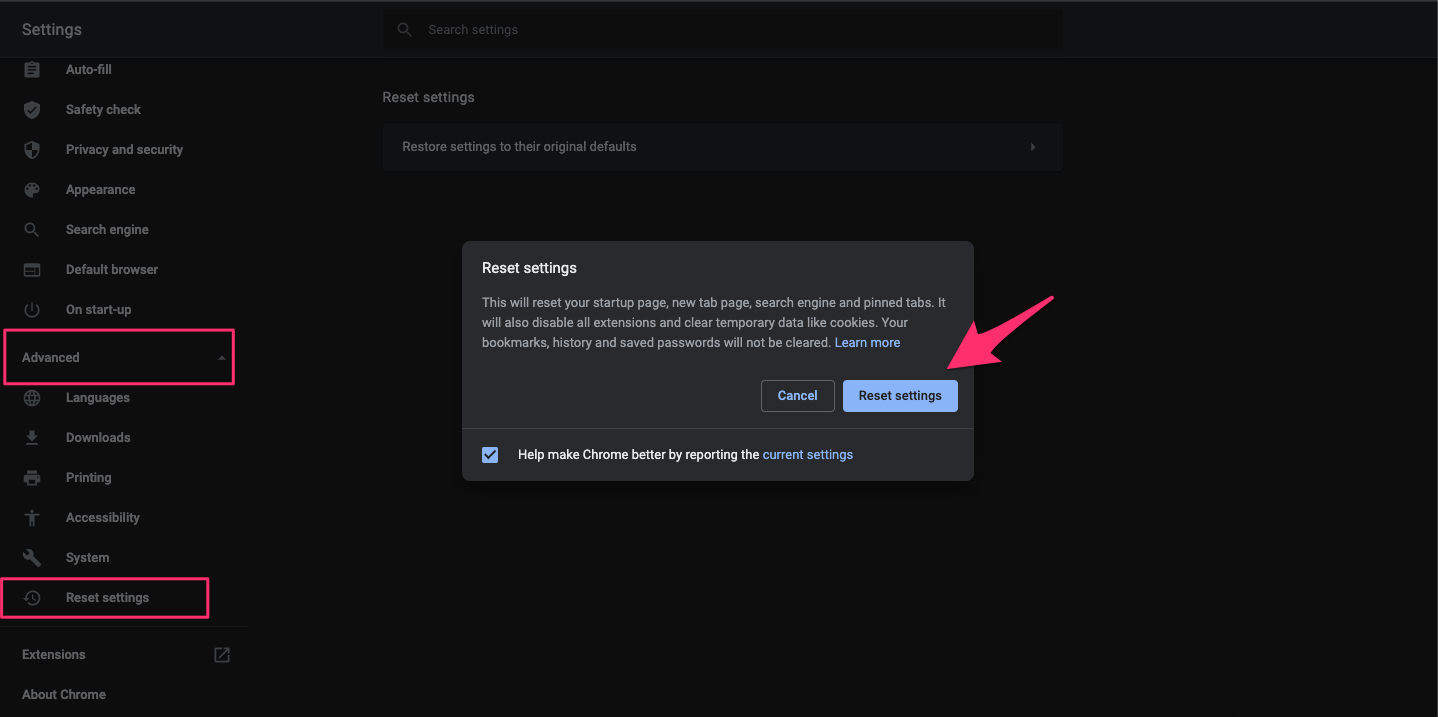 How to Fix Mac PC Freeze due to Google Chrome? 2 Reset Chrome to Default