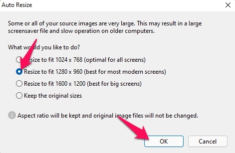 How to Create a Screensaver *.scr File on Windows 11? 8 Resize