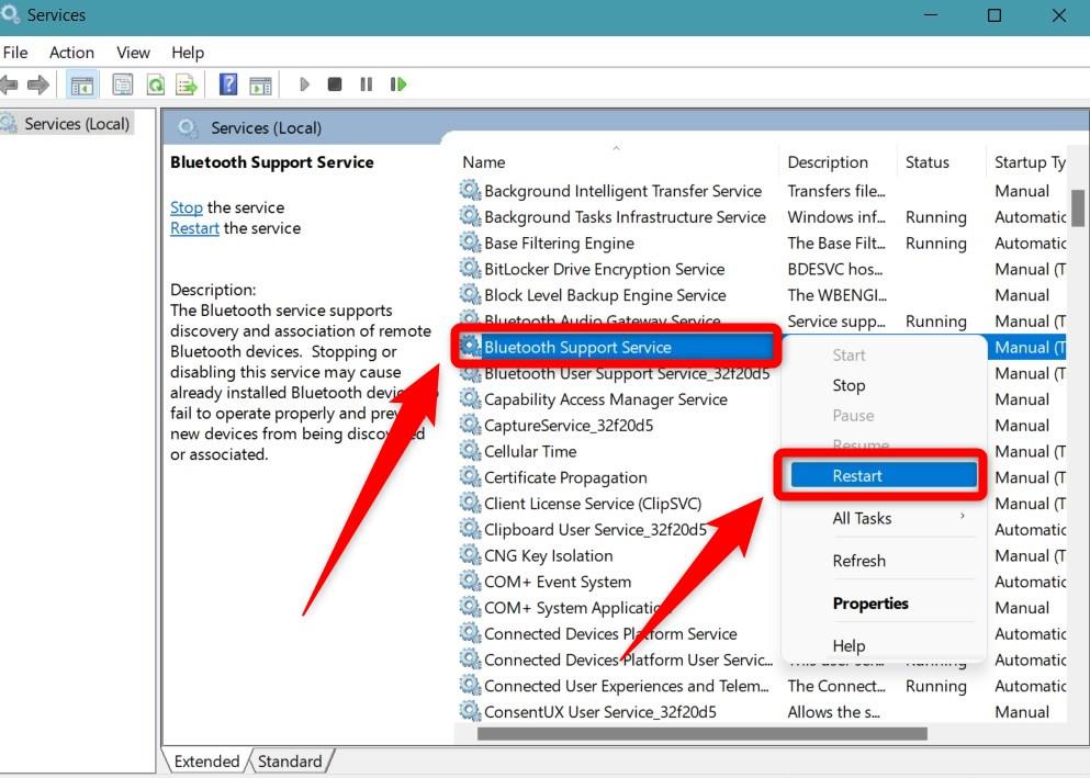 How to Fix Windows 11 Bluetooth File Transfer Not Working? 17 Restart Bluetooth Services