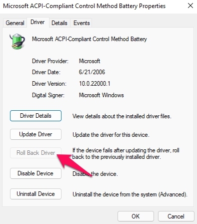 Windows 11 No Battery is Detected Error: 8 Ways to Fix 6 Roll back drivers