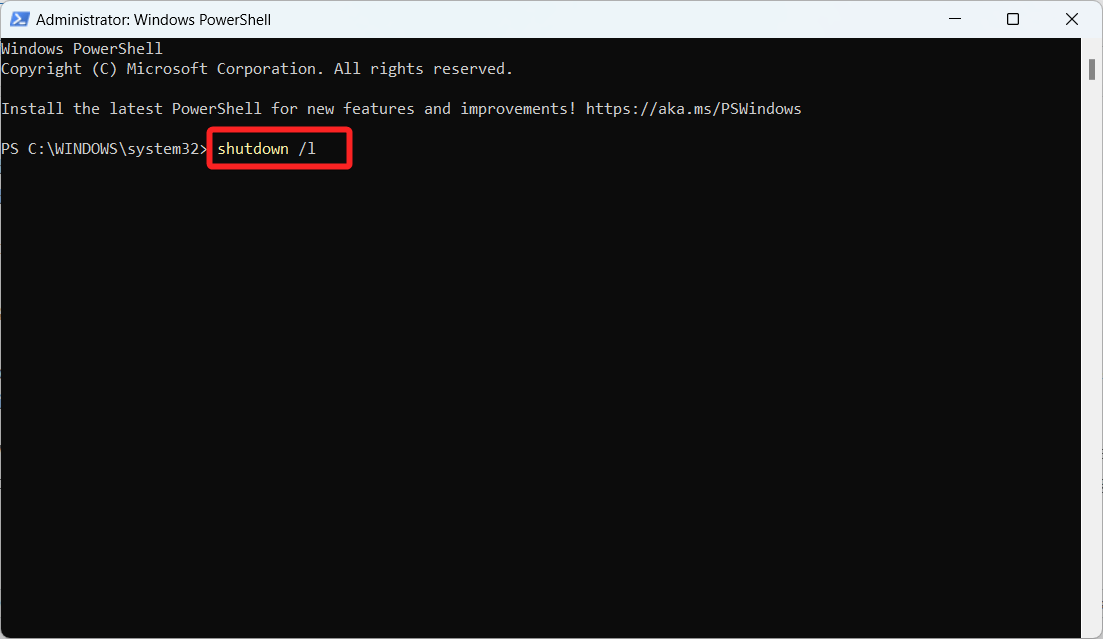 Run shutdown command in Powershell
