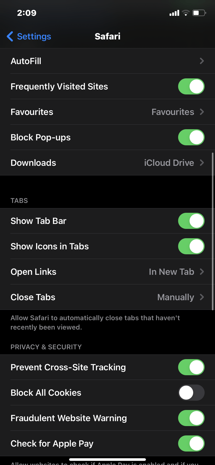 Safari Vs Chrome for iPhone 4 Safari Settings