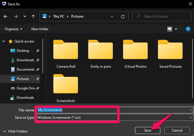 How to Create a Screensaver *.scr File on Windows 11? 7 Save Screensaver