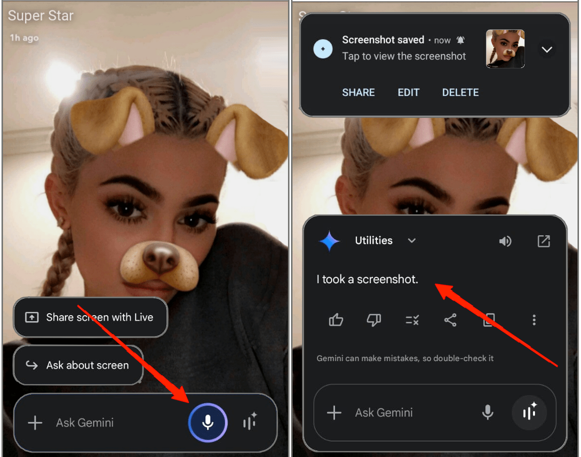 How to Take Snapchat Screenshot without Notification: Android and iOS 3 Say Take a screenshot and Google Gimini will instantly capture whatever is on your screen including the snap.