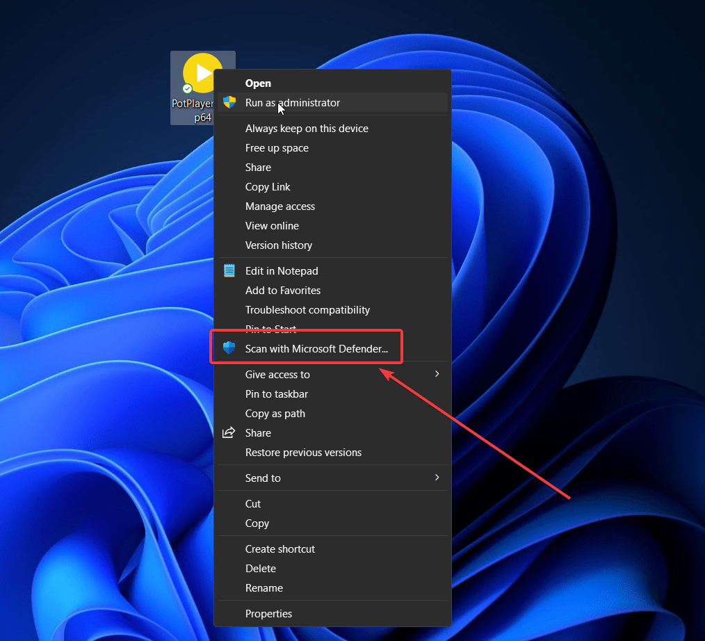 How to Fix if App Can't Run on your PC in Windows 11 21 Scan file or software for virus