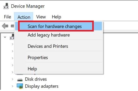 Scan for Hardware ChangesScan for Hardare Changes