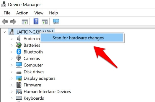 Scan for hardware changes