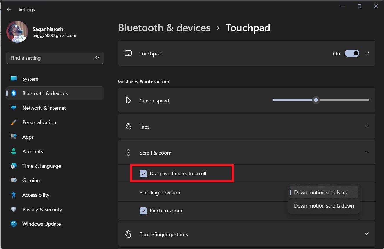 Scroll and Zoom Settings