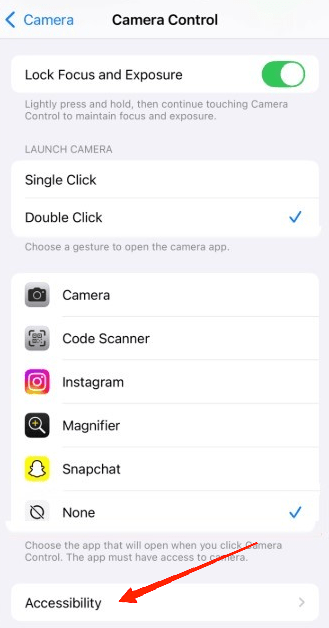 5 Tips to Stop Triggering Camera Control Accidentally on iPhone 16 Scroll to the bottom and tap on accessibility.