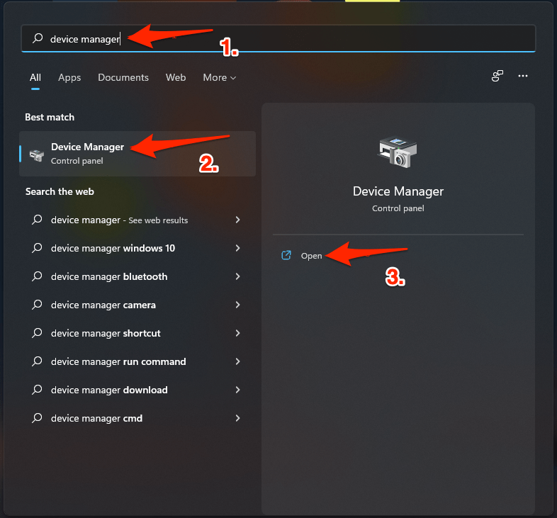 Search-Device Manager-and-open-it