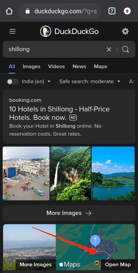 How to Use Apple Maps on Android? 4 search for location on duckduckgo