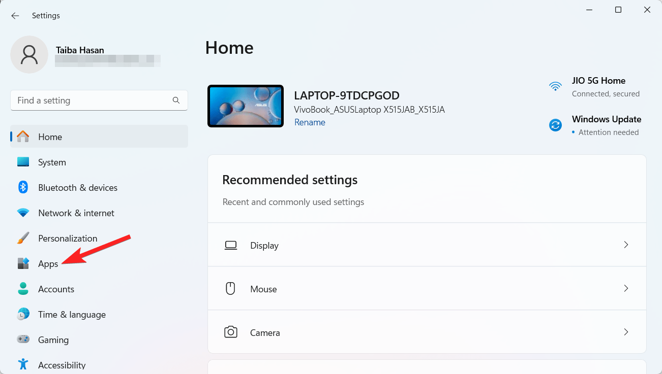 How to Improve the Gaming Experience on Windows 11 9 Select Apps from the left sidebar